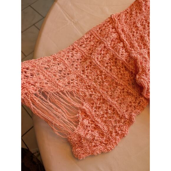 POL Oversized Open Knit Oversized V Neck Distressed Sweater Sz M NWOT - Picture 4 of 7